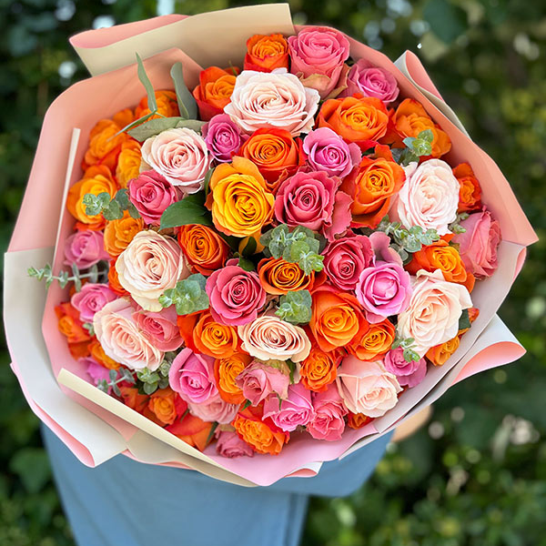  Kemer Flower Delivery Bouquet of 51 Colorful Roses